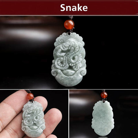 Natural Jade 12 Chinese Zodiac success Pendant Necklace