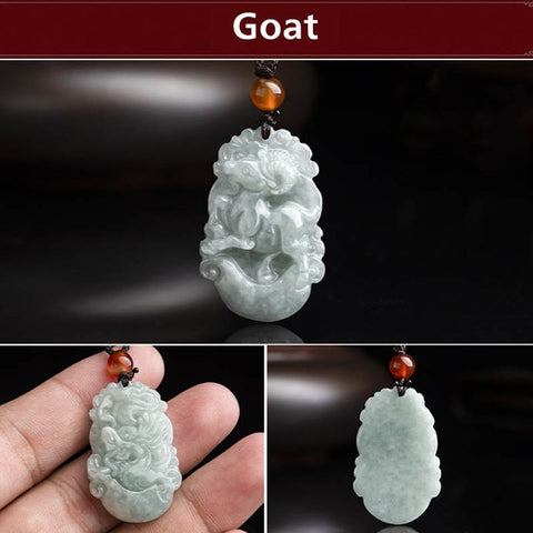 Natural Jade 12 Chinese Zodiac success Pendant Necklace