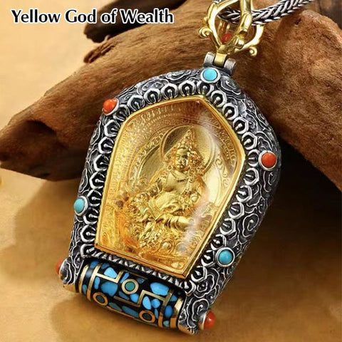 Buddha Stones Tibet Chinese Zodiac Natal Buddha Thangka Prosperity Rotatable Dzi Bead Necklace