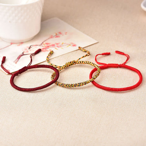 Juego de 3 combinaciones tibetanas de la suerte, pulsera de hilo rojo