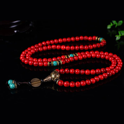 Tibetan Mala Red Turquoise Lucky Necklace Bracelet