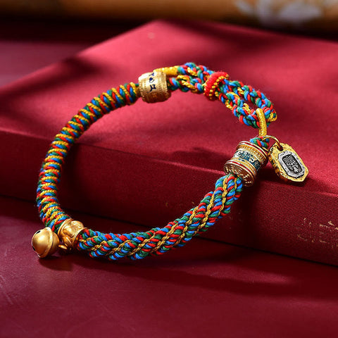 Pulsera de amuleto con dije de diosa de la riqueza tallada tibetana con piedras de Buda