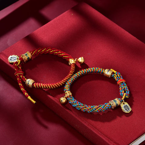 Pulsera de amuleto con dije de diosa de la riqueza tallada tibetana con piedras de Buda