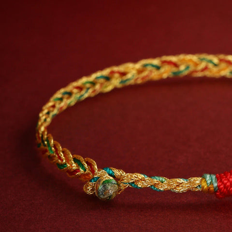 Year of the Dragon Handmade Colorful Dragon Carved Success Braided Bracelet