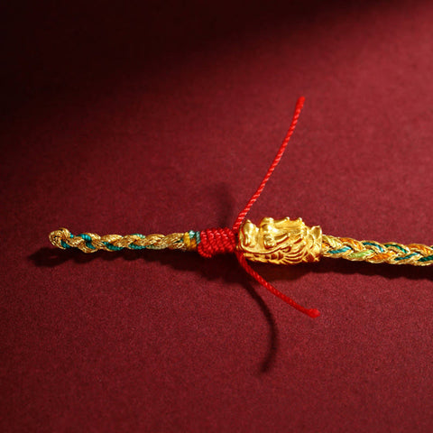 Year of the Dragon Handmade Colorful Dragon Carved Success Braided Bracelet