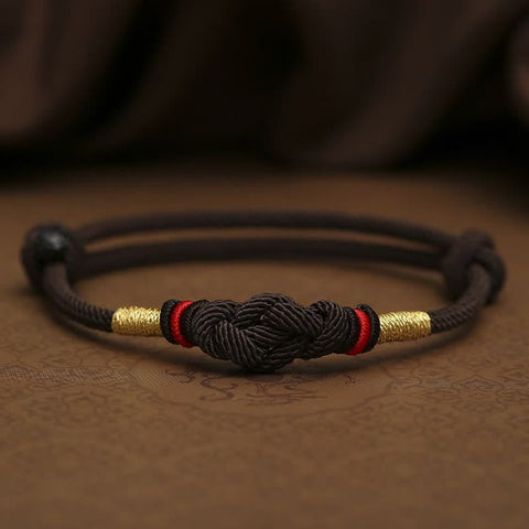 Pulsera de pareja trenzada con nudo de la suerte de Jade, hilo rojo, piedras de Buda