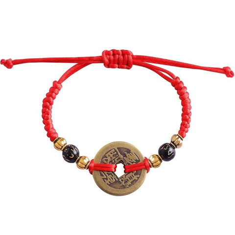 Pulsera de Monedas de la Suerte Chinas - Cinco Monedas Emperador Feng Shui