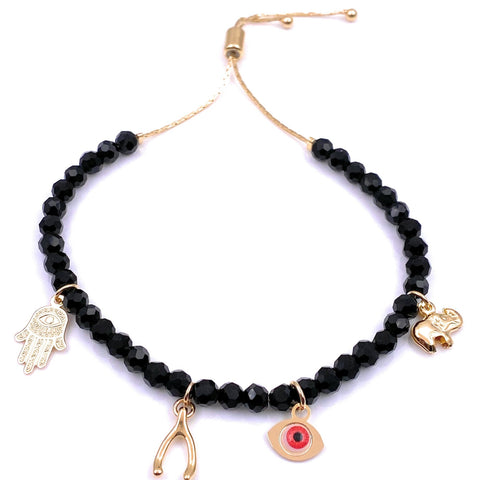 Potente pulsera de buena suerte con múltiples dijes para mujer