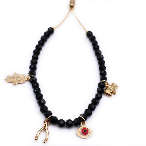 Potente pulsera de buena suerte con múltiples dijes para mujer