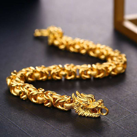 Double-Headed Golden Dragon Bracelet - Success & Fortune