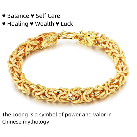 Double-Headed Golden Dragon Bracelet - Success & Fortune