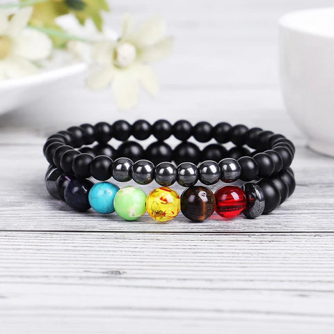 Conjunto de pulseras de chakra de hematita - Inspire Wellness &amp; Health