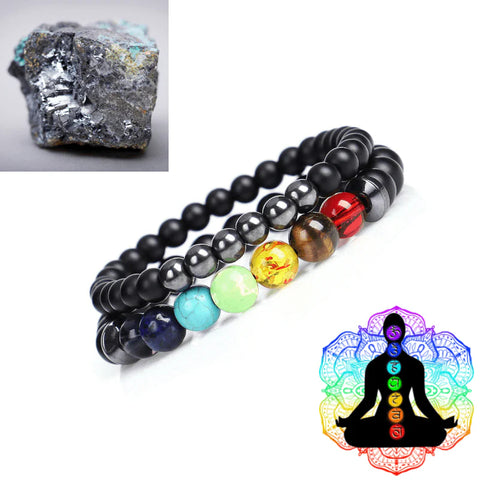 Conjunto de pulseras de chakra de hematita - Inspire Wellness &amp; Health