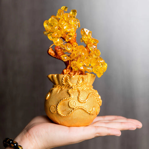 Citrine Money Tree for Prosperity - Feng Shui Gemstone Ornament