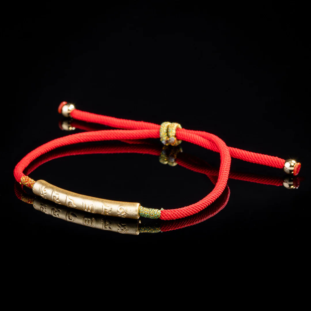 Tibetan Red String Bracelet - Buddhist Lucky Charm