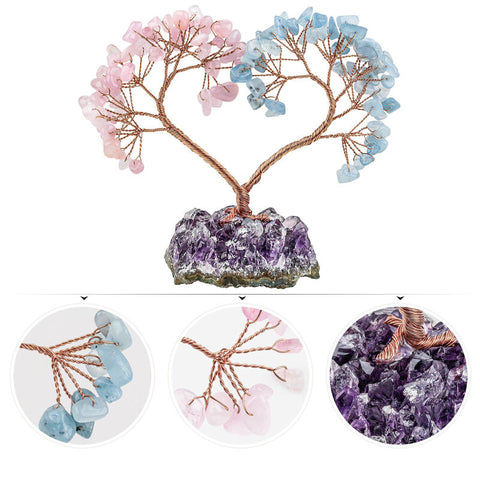 Tranquility & Compassion  Heart-Shaped Natural Crystal Feng Shui Tree