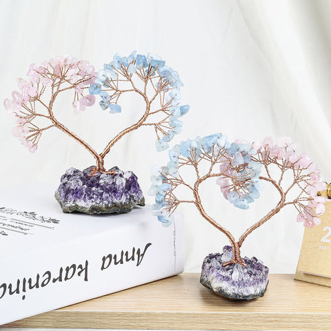 Tranquility & Compassion  Heart-Shaped Natural Crystal Feng Shui Tree