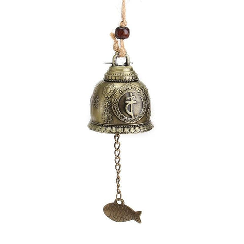 Campana de viento de Buda vintage con atrapasueños de peces Campanas de viento con timbre único