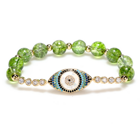 Pulsera de mal de ojo estilo peridoto