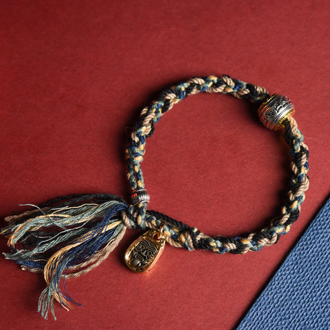 Tibetan Dirty Hand-rubbed Cotton Bracelet Finished Hand-woven Rope