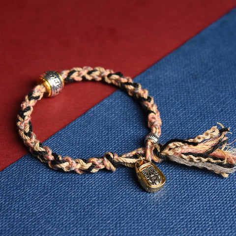 Tibetan Dirty Hand-rubbed Cotton Bracelet Finished Hand-woven Rope