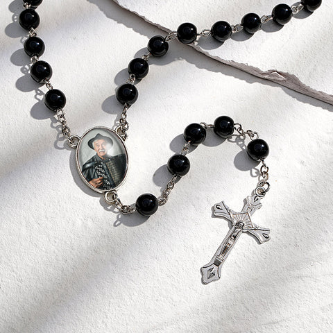 Custom Rosary Beads Cross Necklace Sentimental Memorial Gifts For Catholics Necklace With Photo