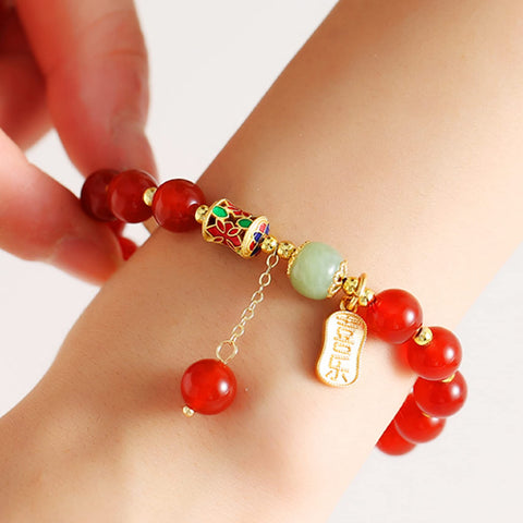 Wealth Prosperity Charm Bracelet, Natural 8mm Jade Amulet Bracelet Good LuckQuartz Reiki Meditation Bracelet