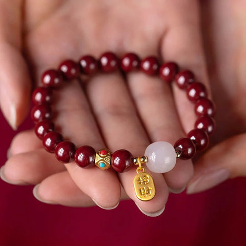 Pulsera de buena fortuna de cinabrio rojo