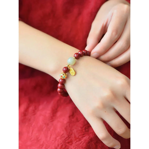 Pulsera de buena fortuna de cinabrio rojo