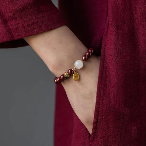 Pulsera de buena fortuna de cinabrio rojo