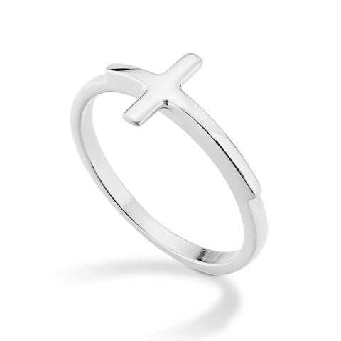 Miabella Silver Gold Sideways Cross Ring for Women Teen Girls