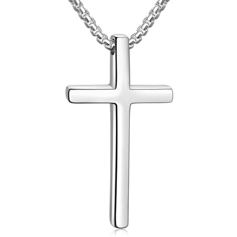 Fiusem Cross Necklace for Men, Silver/Gold/Black Mens Cross Necklaces with 2.5mm Cross Chain and Stainless Steel Cross Pendant