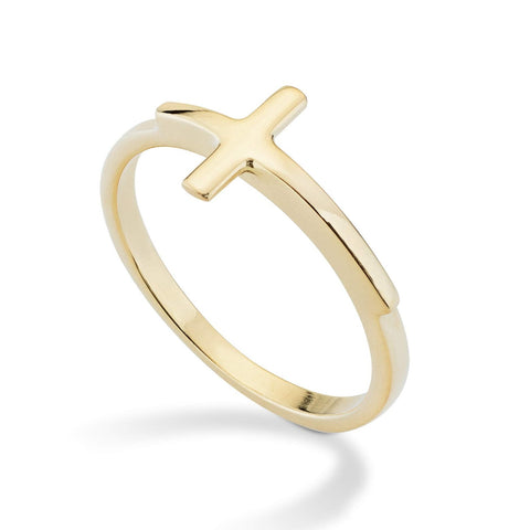 Miabella Silver Gold Sideways Cross Ring for Women Teen Girls