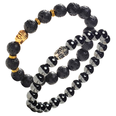 Original Chakra Infused Buddha Bracelet with Spiritual Hematite Healing Stones - Adjustable Sizing for Women, Men and Yogis