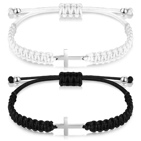 2 Pieces Handmade Friendship Cross Bracelet,  String Rope Braided