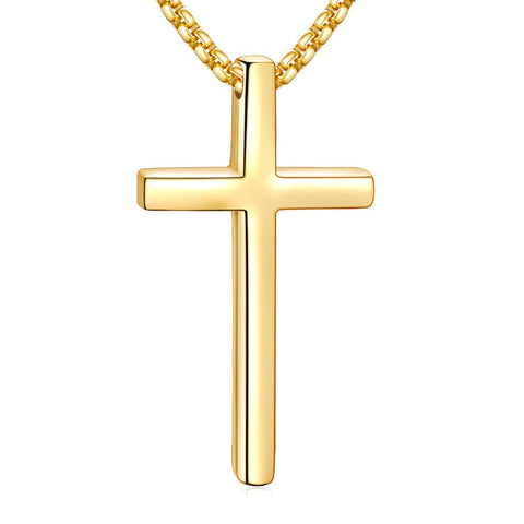 Fiusem Cross Necklace for Men, Silver/Gold/Black Mens Cross Necklaces with 2.5mm Cross Chain and Stainless Steel Cross Pendant