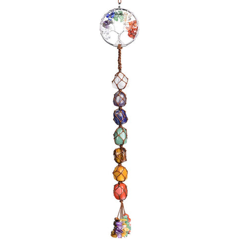 Tree of Life Chakra Stones Healing Crystals Feng Shui Hanging Ornament 7 Chakra Wall Ornament