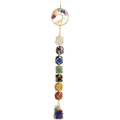 Tree of Life Chakra Stones Healing Crystals Feng Shui Hanging Ornament 7 Chakra Wall Ornament