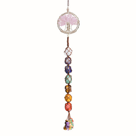 Tree of Life Chakra Stones Healing Crystals Feng Shui Hanging Ornament 7 Chakra Wall Ornament