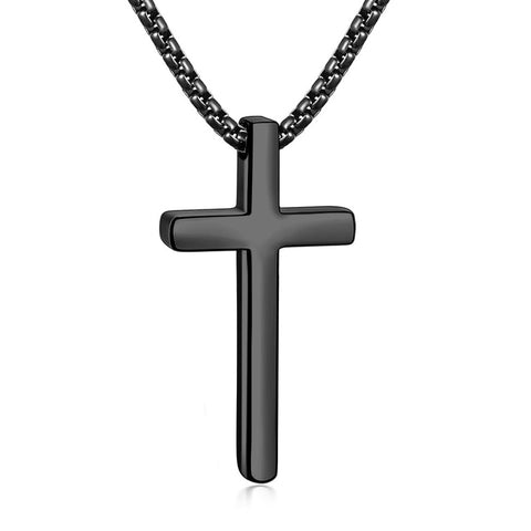 Fiusem Cross Necklace for Men, Silver/Gold/Black Mens Cross Necklaces with 2.5mm Cross Chain and Stainless Steel Cross Pendant