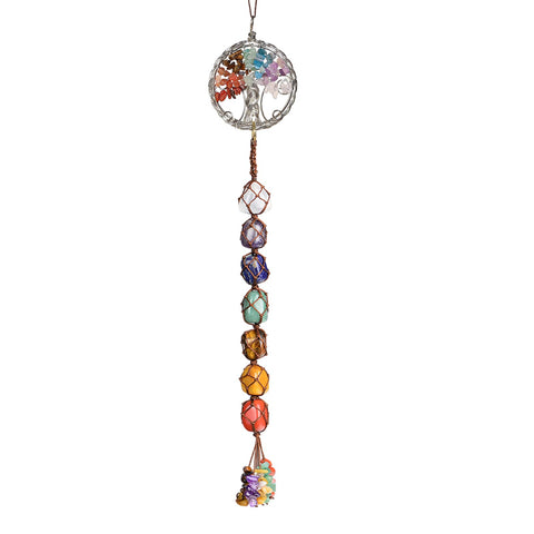 Tree of Life Chakra Stones Healing Crystals Feng Shui Hanging Ornament 7 Chakra Wall Ornament