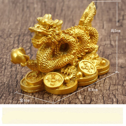 Vintage Chinese Zodiac Dragon Good Luck Statue Gold Bronze