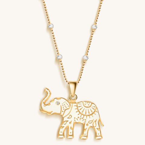 Gold Plated Elephant Pendant Necklace - Bring Infinite Wisdom and Power