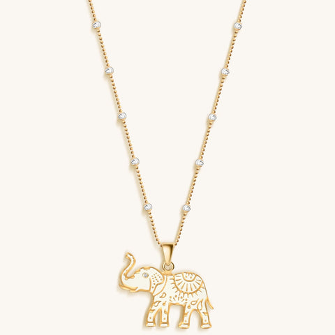 Gold Plated Elephant Pendant Necklace - Bring Infinite Wisdom and Power