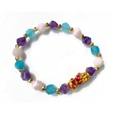 Wealth Pixiu Charm in Natural Amethyst Bracelet