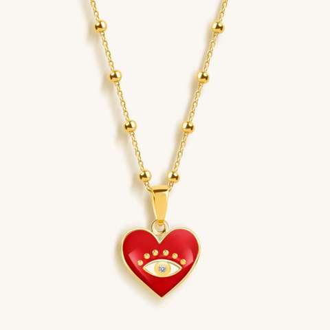 Collar de corazón de mal de ojo - Lealtad y encanto firmes 