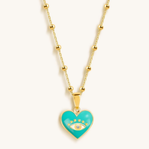 Collar de corazón de mal de ojo - Lealtad y encanto firmes 