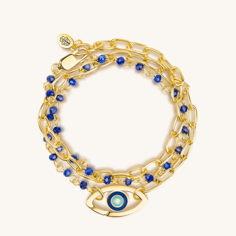 Lapis Lazuli Evil Eye Charm Wrap - Harmonious Rhythm