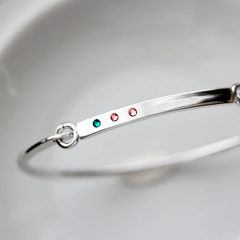 Personalized Birthstone Bangle Bracelet Gift For Her