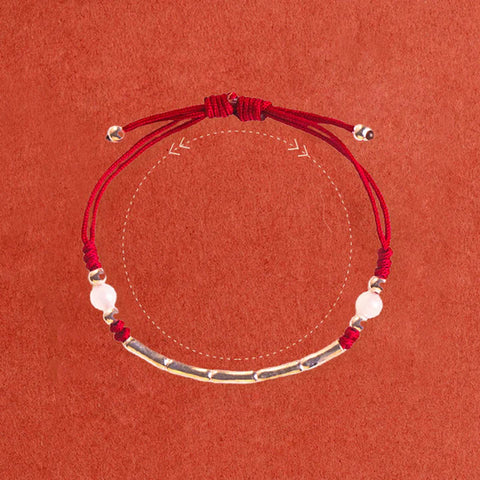 Silver White Agate Red Agate Bead Protection String Braided Bracelet